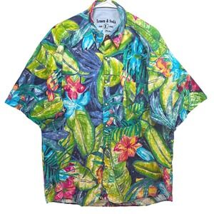Lemon and Soda Mens L Tropical Floral Camp Shirt Hawaiian Resortwear Button Up